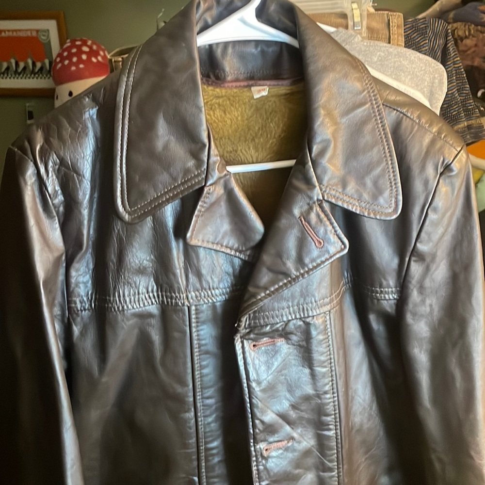 Vintage Brown Leather Jacket With Removable Vest Lining